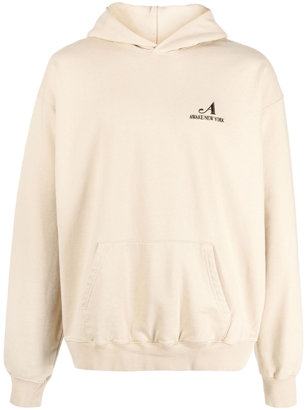 Embroidered-logo cotton hoodie - Black