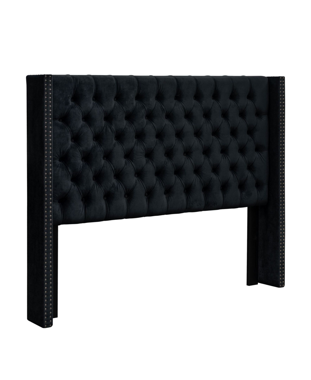 "Amelia 68.5"" Wingback Upholstered Headboard - Black Velvet"