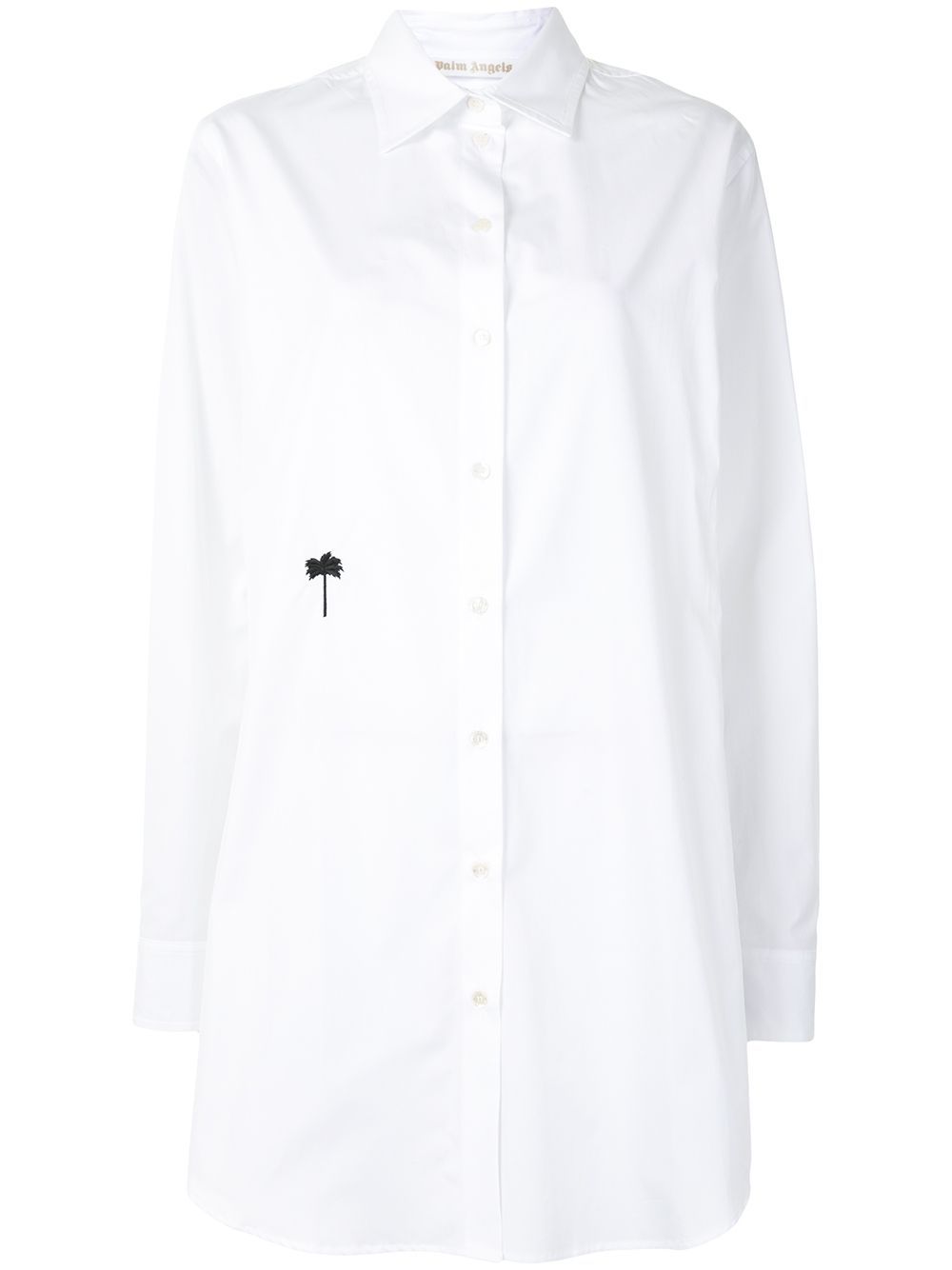 Palm-tree motif long-line shirt - WHITE BLACK