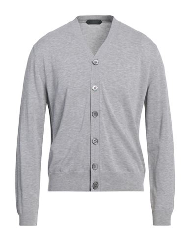 Man Cardigan Grey Size 38 Cotton