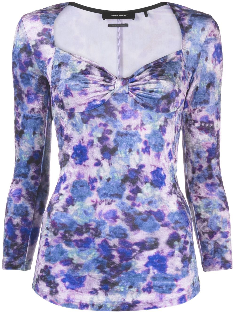 Gubaia floral-printed velvet top - Purple