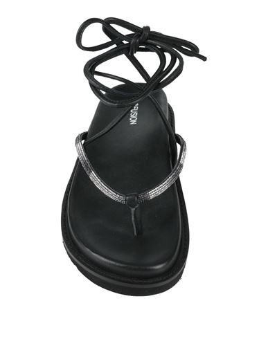 Woman Thong sandal Black Size 8 Leather, Textile fibers