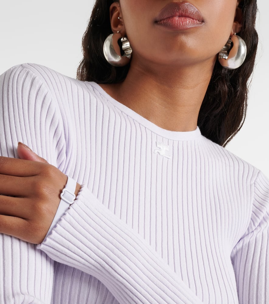 Courrèges Logo cutout ribbed-knit top