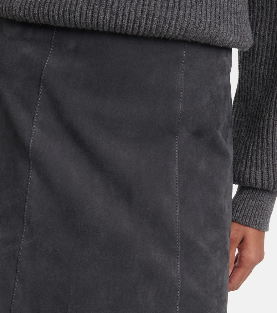 Suede midi skirt