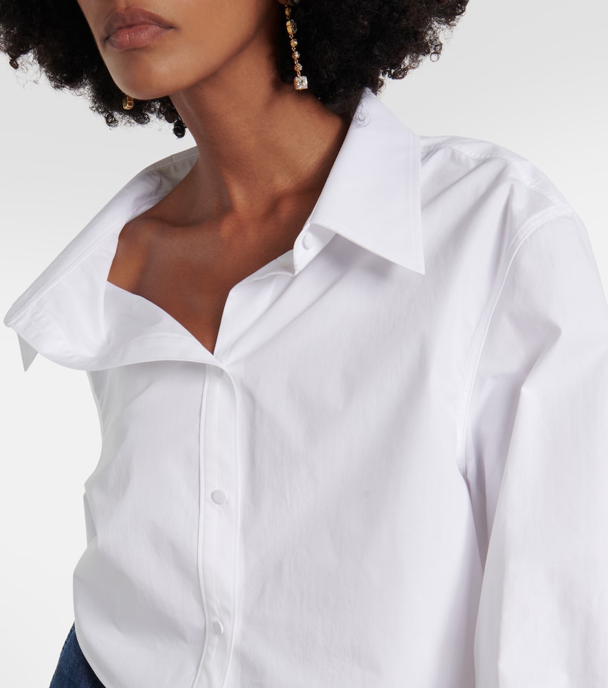 Asymmetric cropped cotton shirt