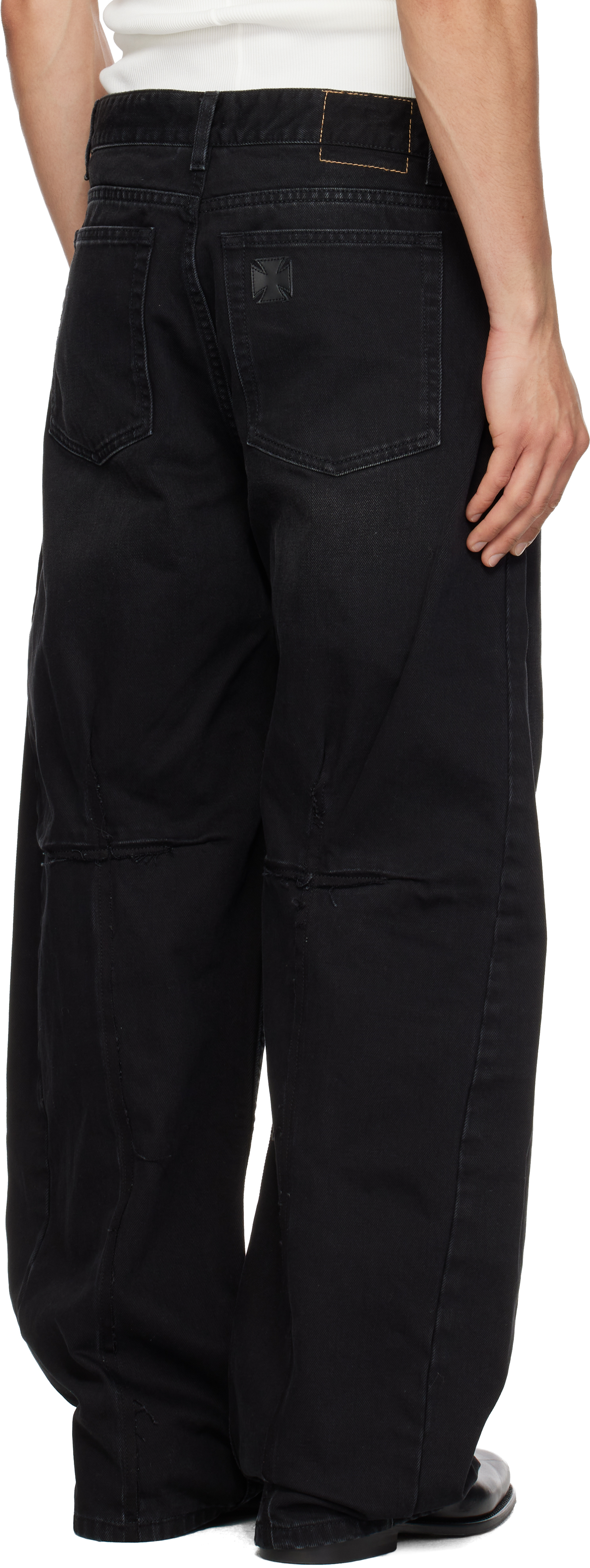 Black Cut Cross Jeans