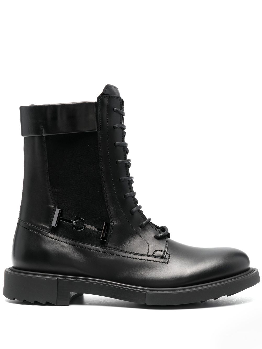 40mm lace-up leather combat boots - Black