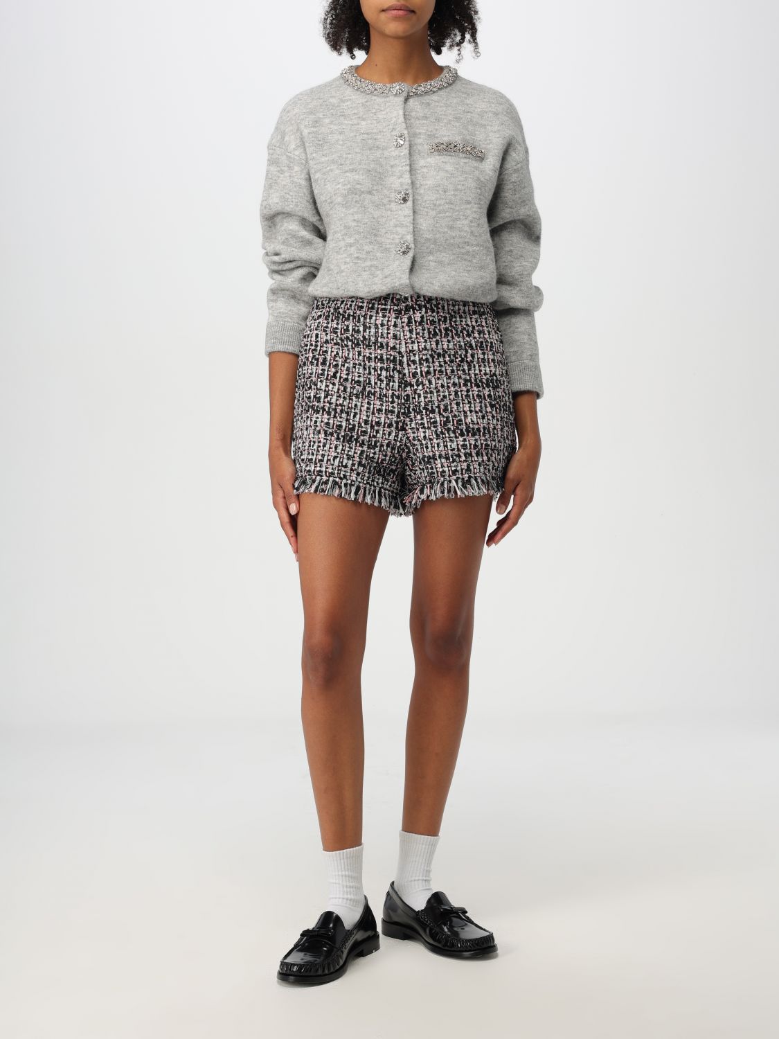 Tweed fringed shorts - Black