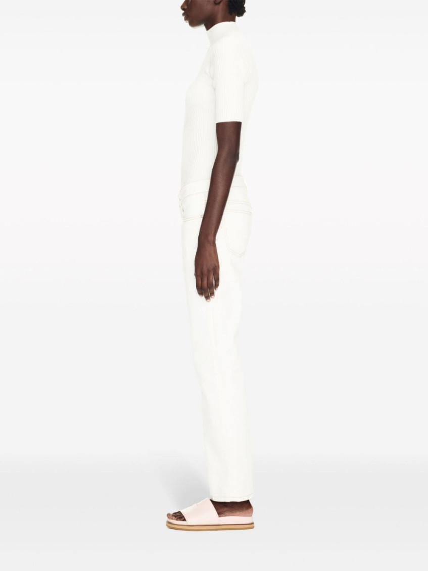 Contrast-stitching straight-leg jeans