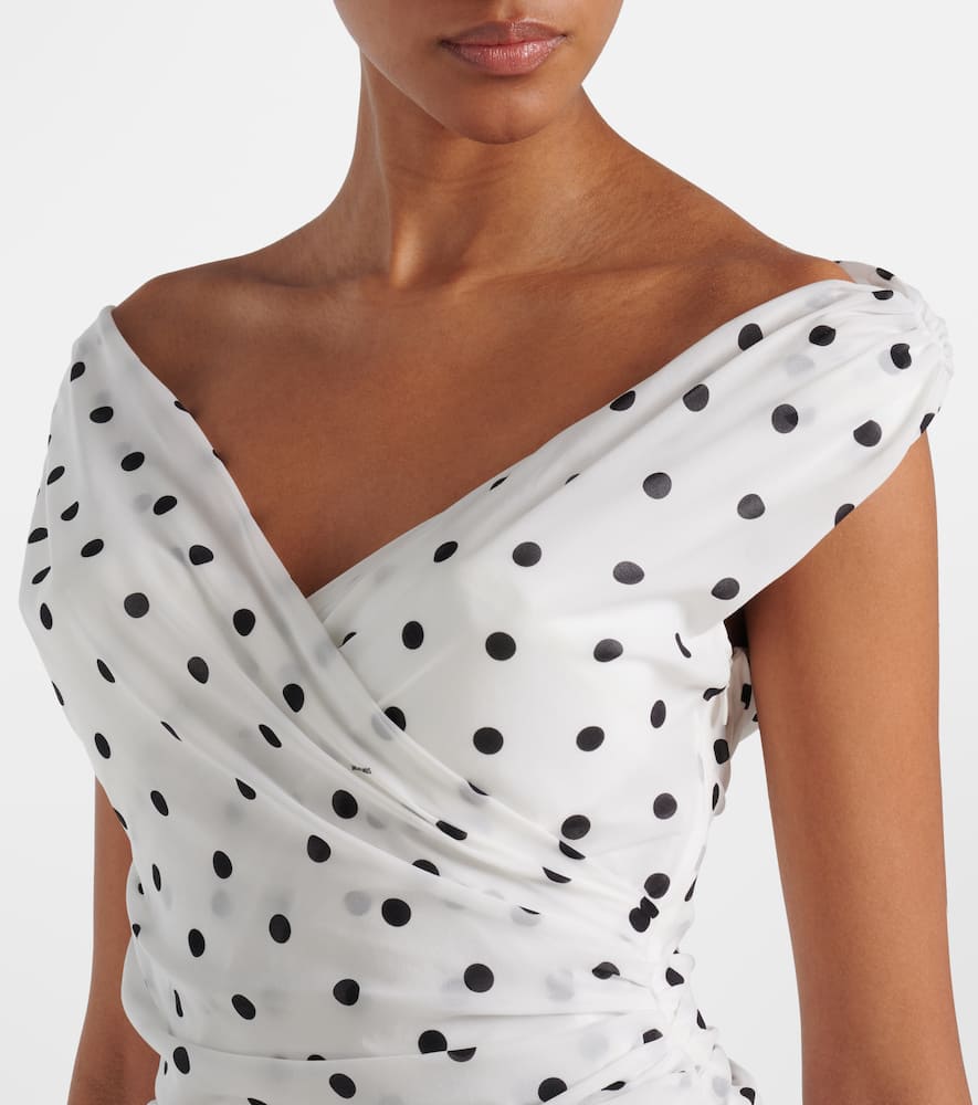 Rita polka-dot ruched maxi dress