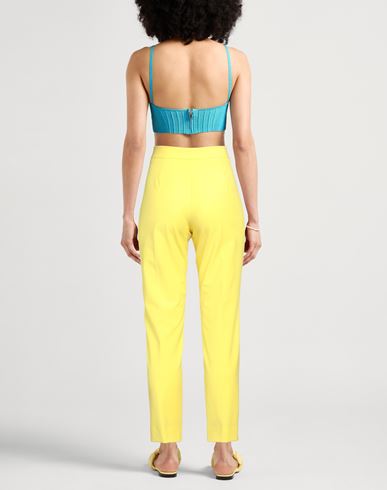 Caractère Woman Pants Yellow Size 10 Polyester, Viscose, Elastane