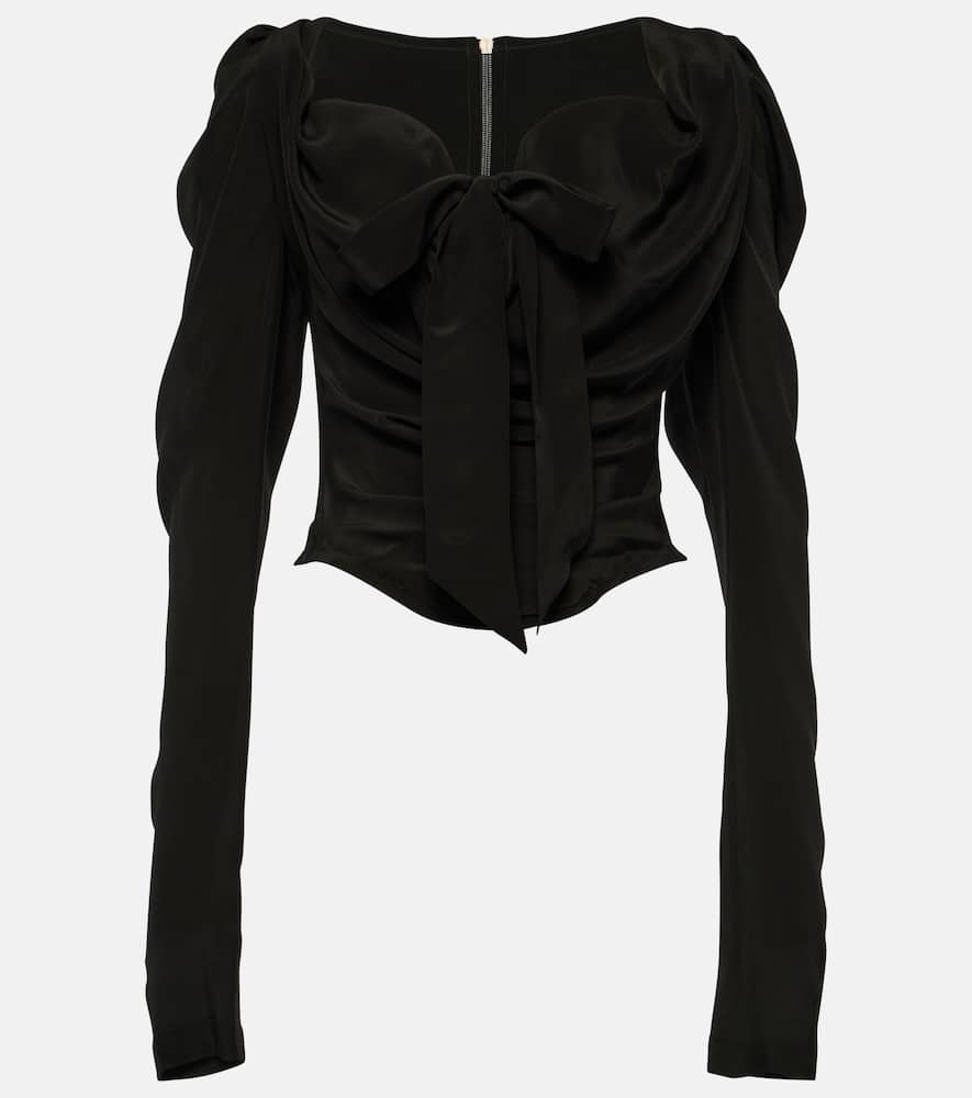Tie-detail silk top