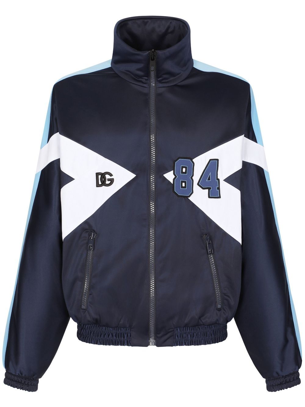 Logo-patch panelled sports jacket - Blue