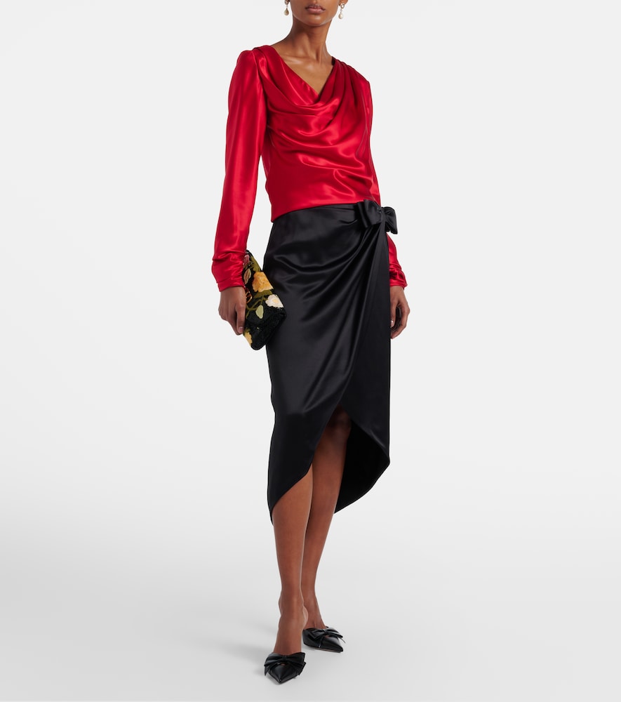 Draped silk satin top