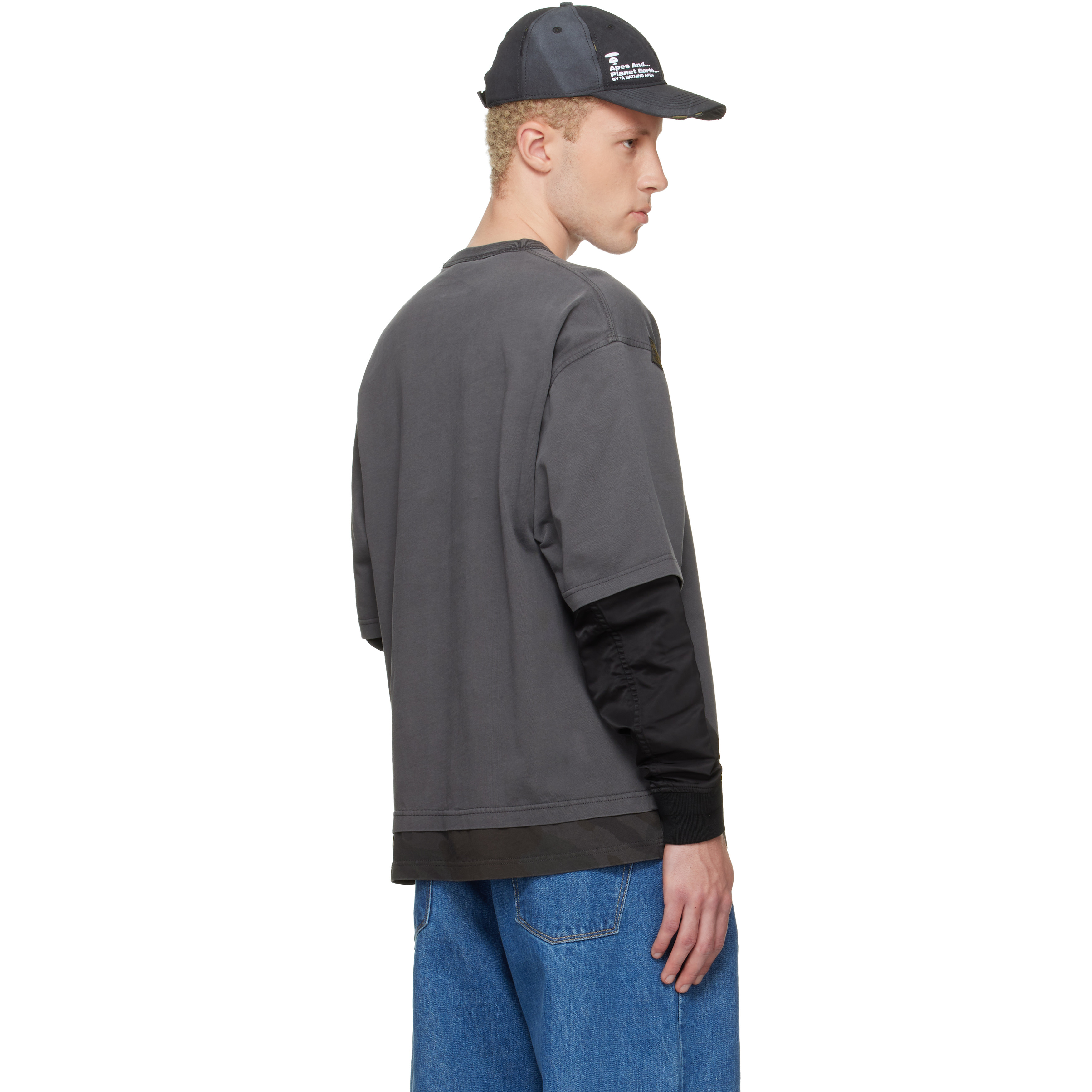 Gray Moonface Logo Long Sleeve T-shirt