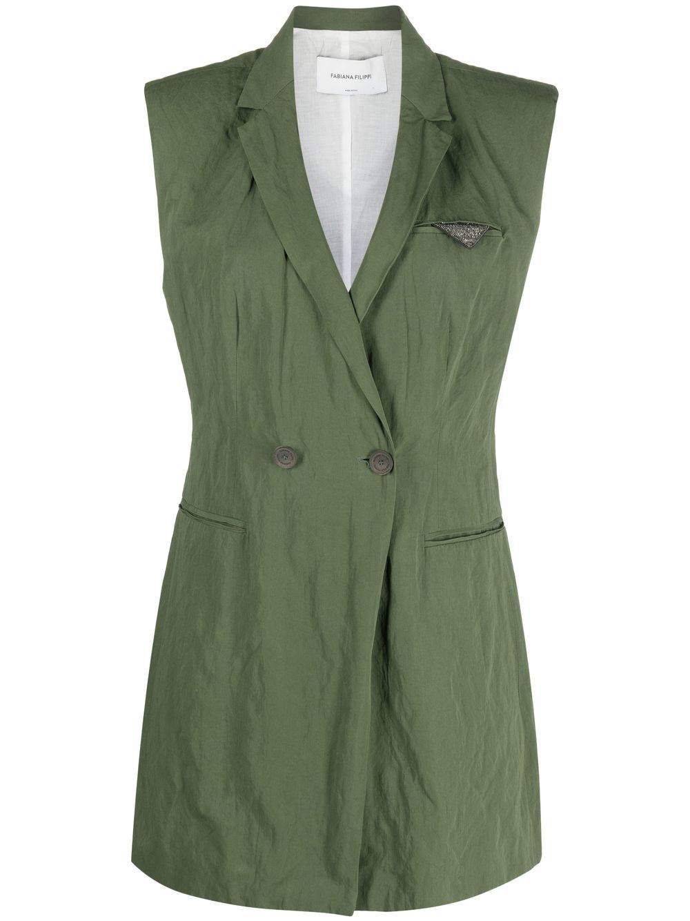 Sleeveless double-breasted blazer - Green