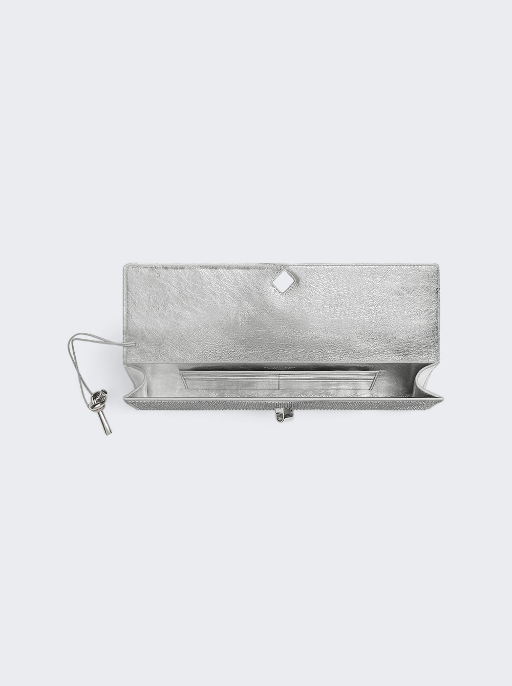 Andiamo Crystal Leather Clutch Bag Silver