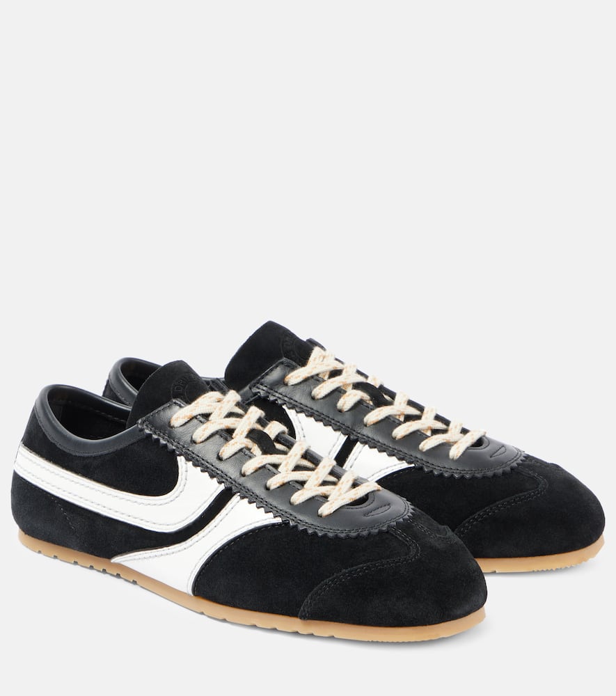 Leather and suede sneakers