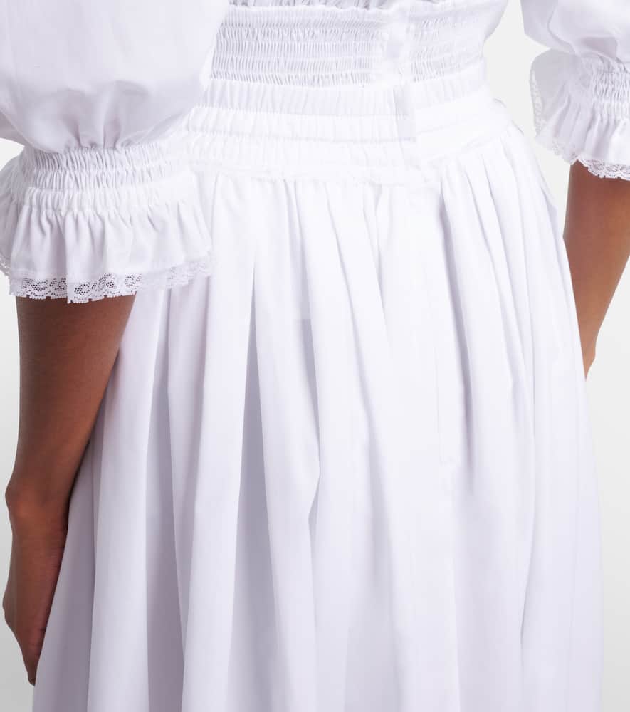 Cotton poplin midi skirt