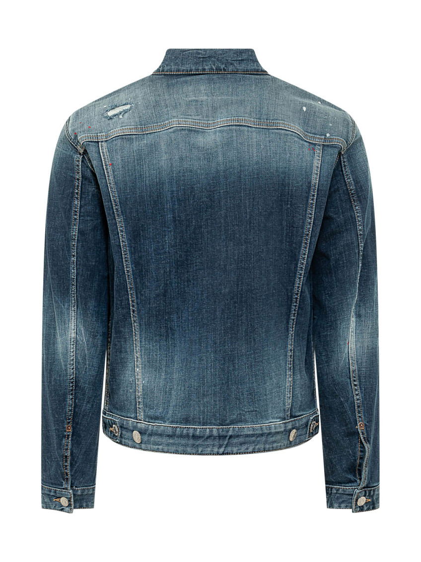 Blue Distressed Shirt Collar Jacket