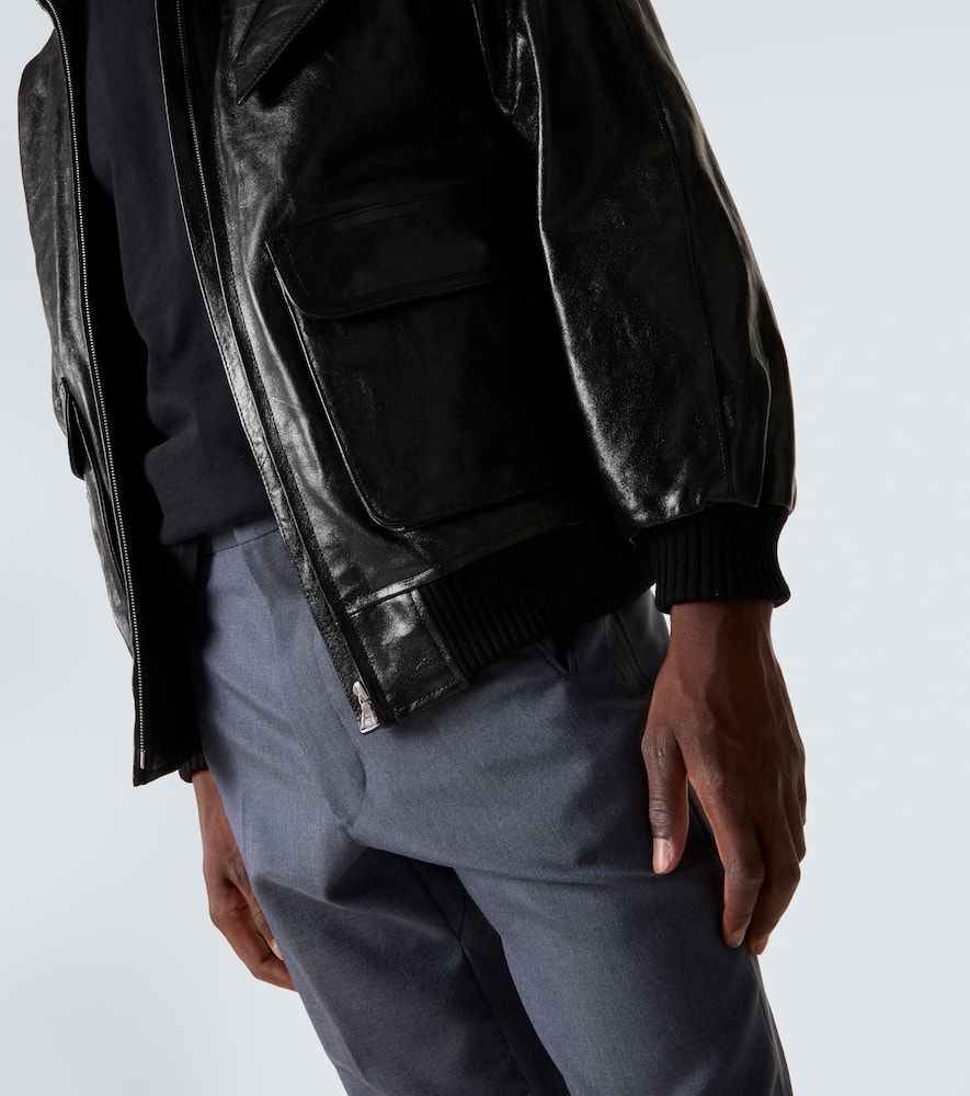 Leather bomber jacket