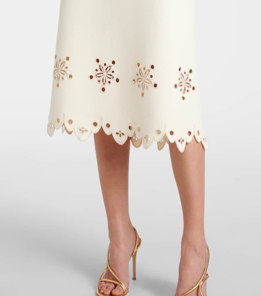 Melly scalloped crepe midi skirt