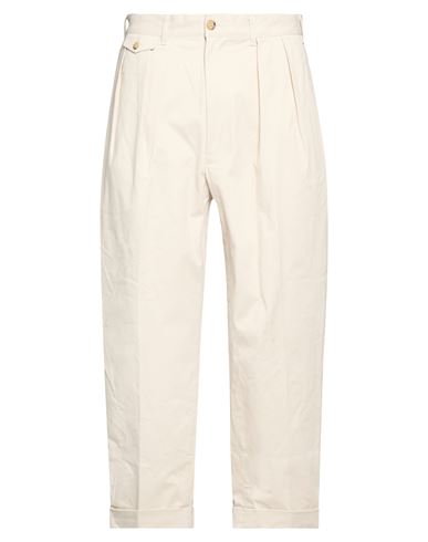 Man Pants Cream Size L Cotton, Polyurethane