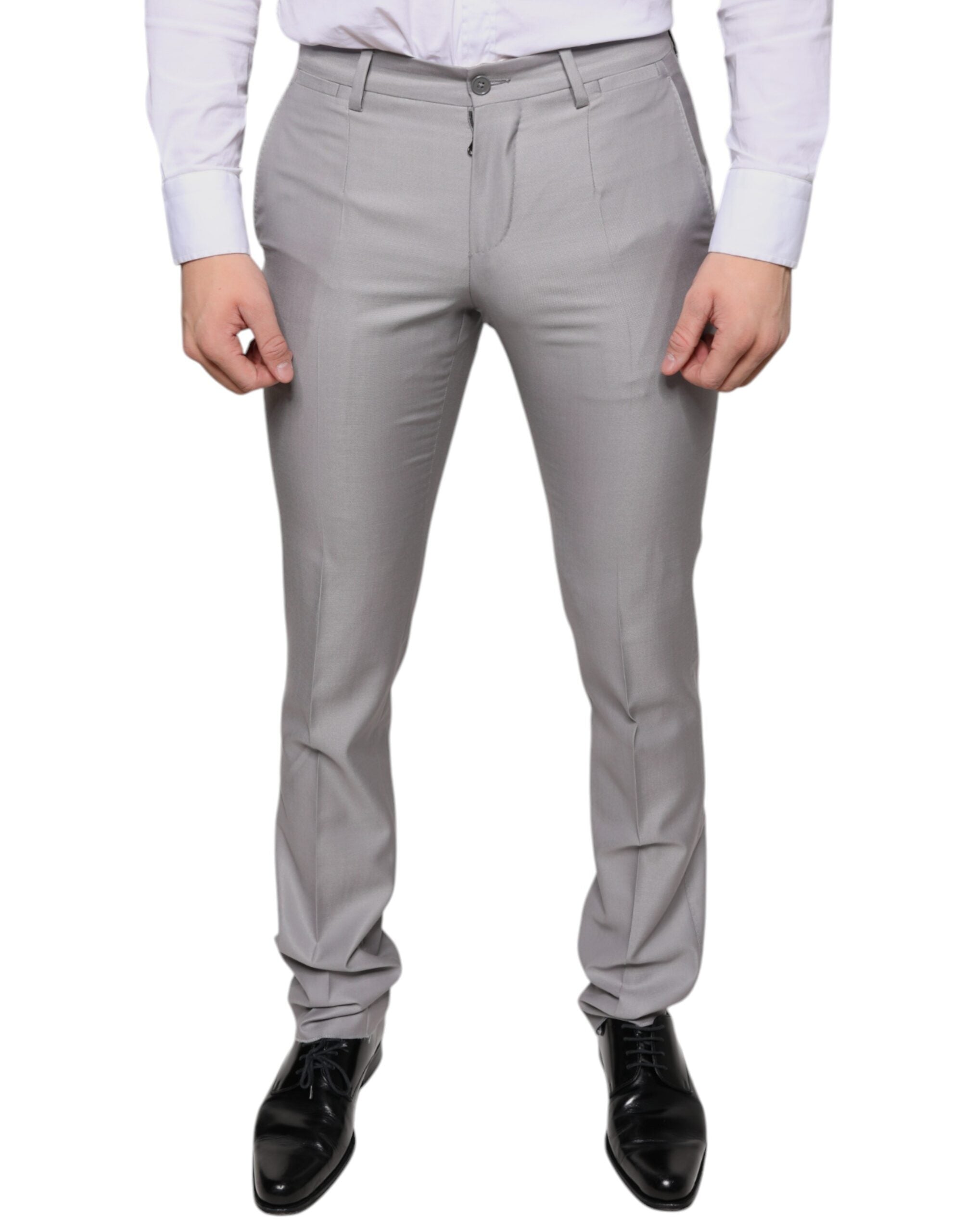 Virgin Wool and Silk Blend Trousers — Gray
