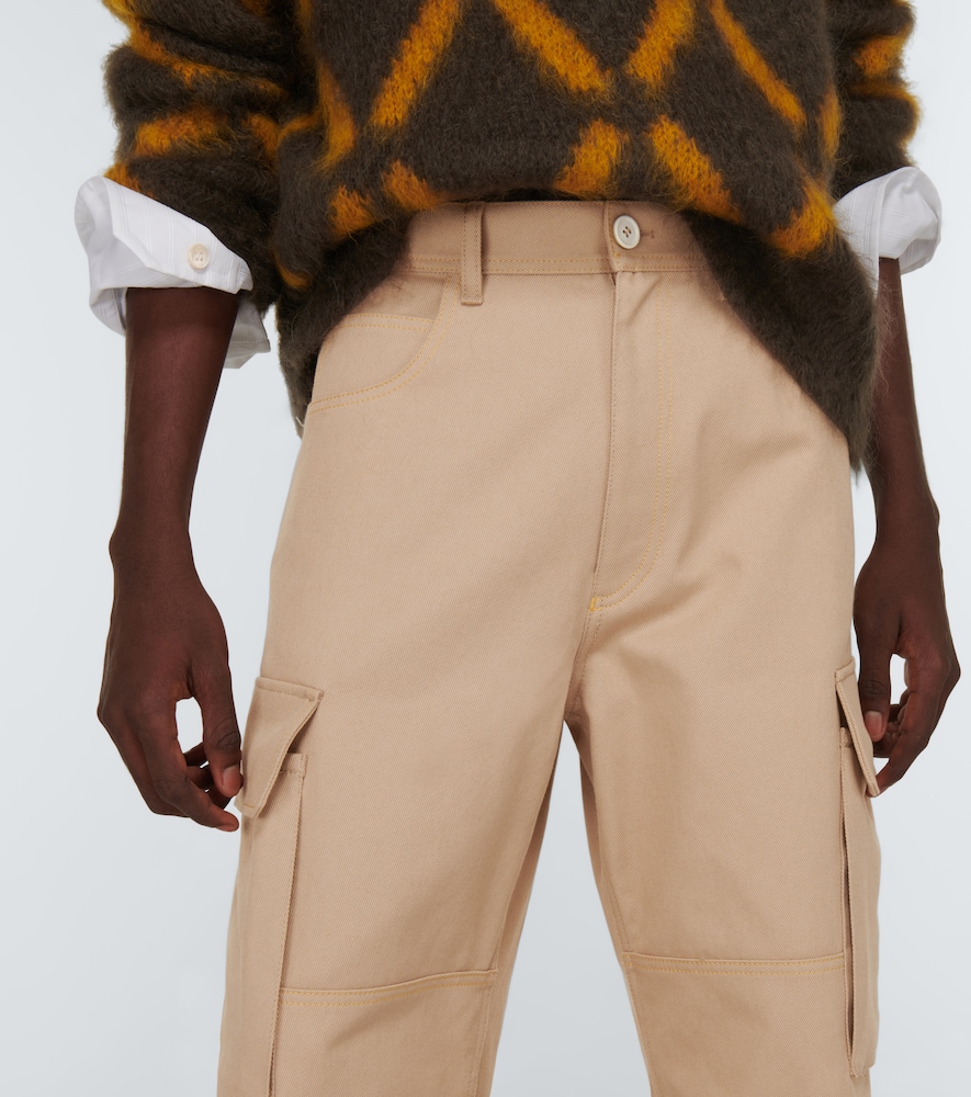 Wide-leg cotton gabardine cargo pants