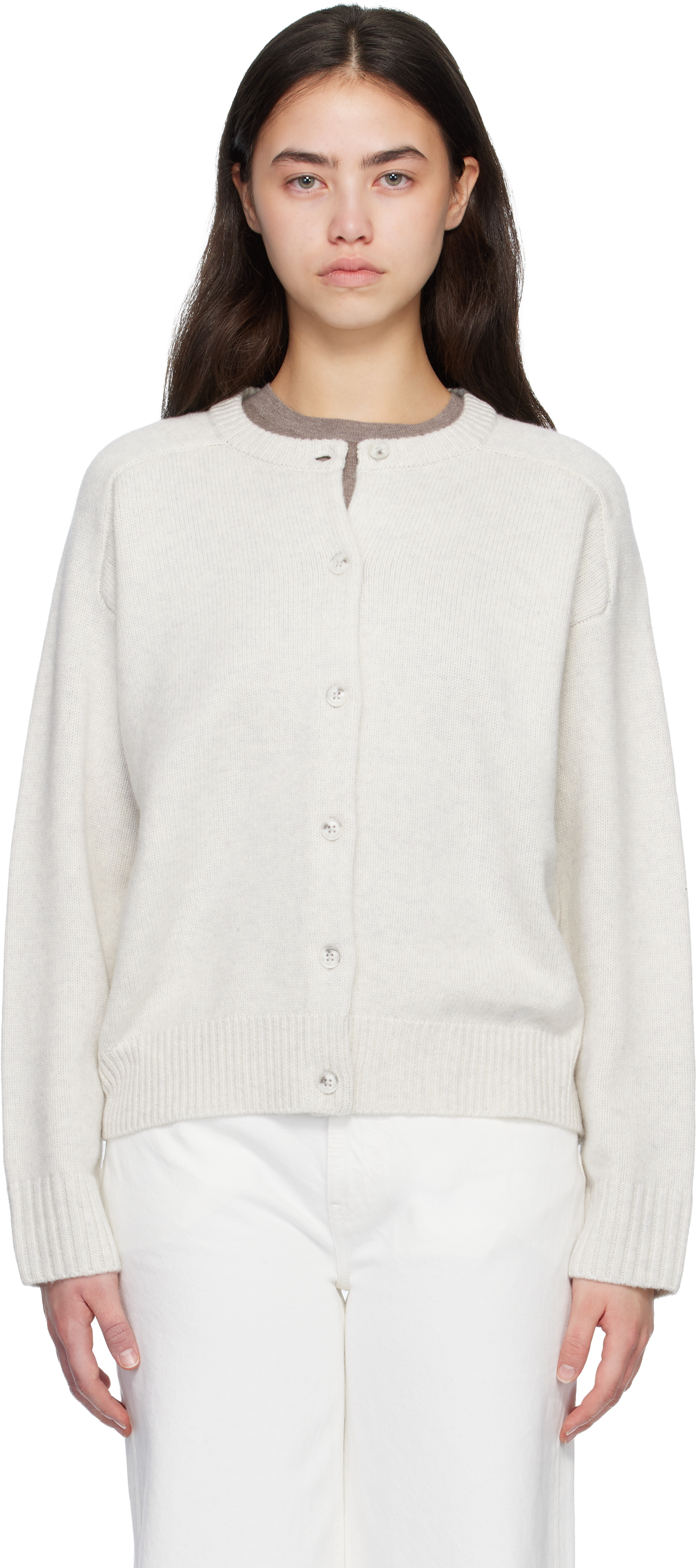 Gray AIDAR LDS Wool Cashmere Cardigan