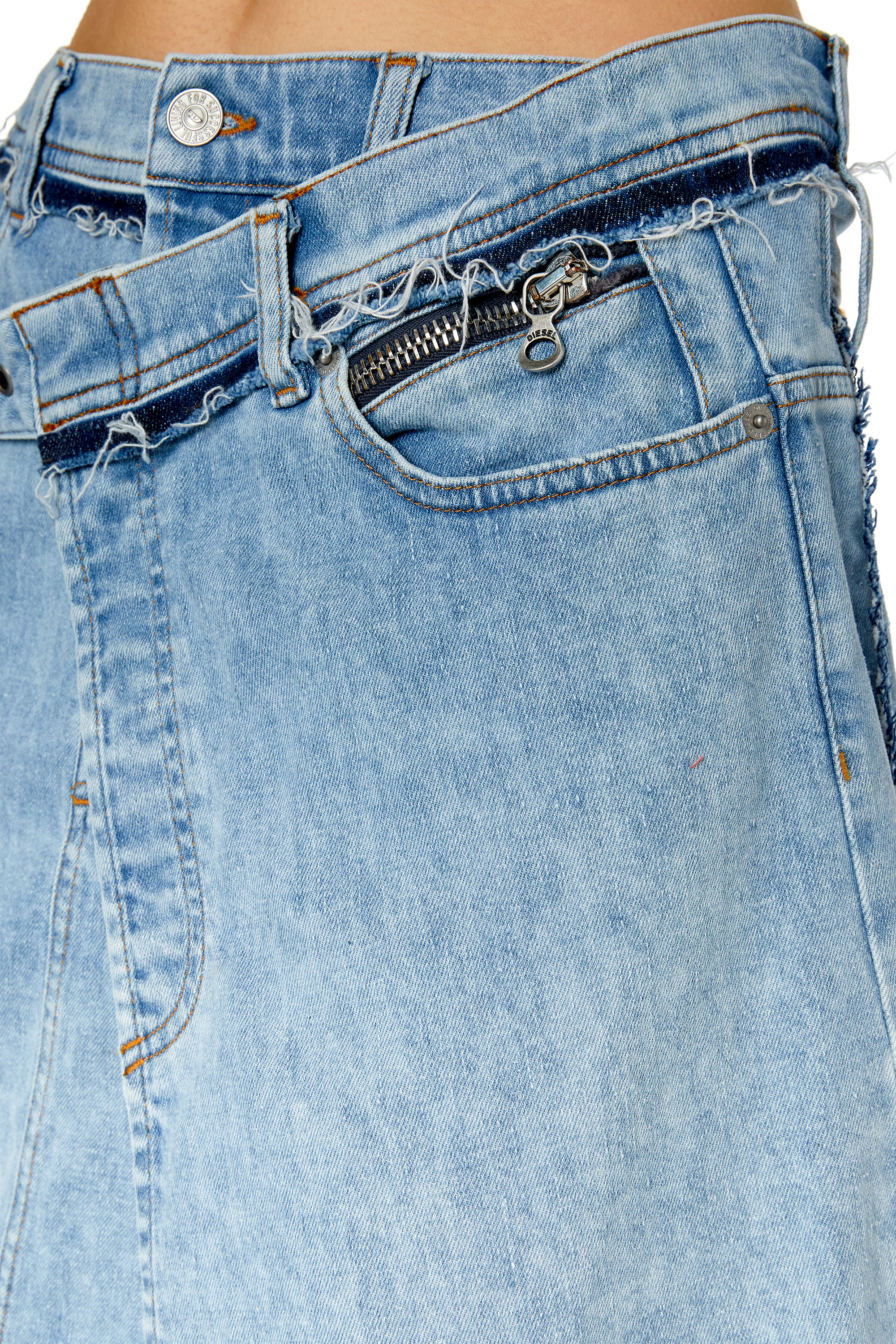 Asymmetric distressed denim skirt - Blue