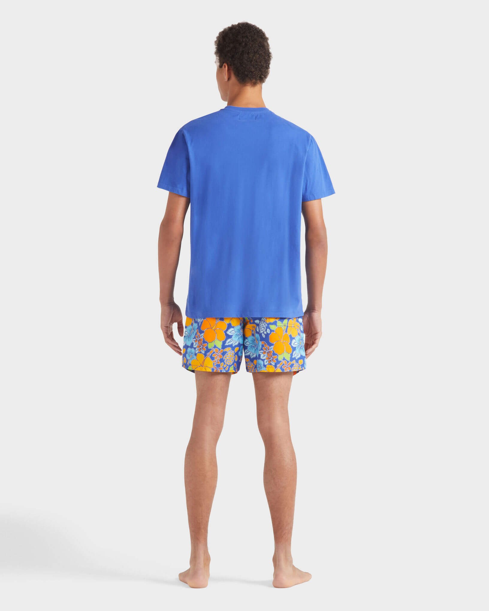 Men Organic Cotton T-shirt Big Turtle Embroidery - Tee - Partisol - Blue
