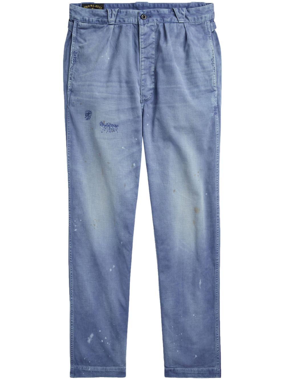 Paint splatter-print tapered trousers - Blue