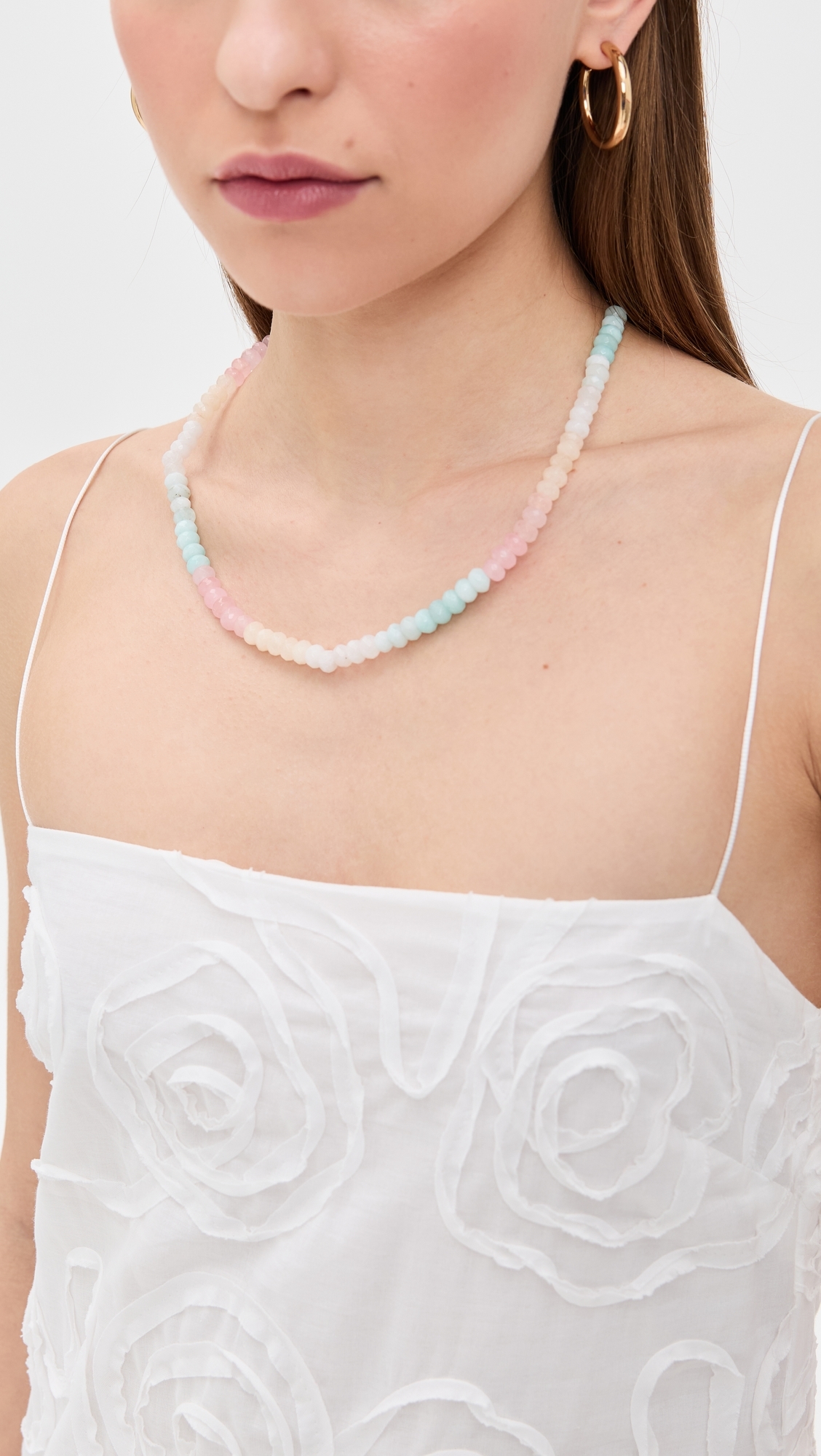BaubleBar Semi Precious Beaded Necklace Pastel Multi/Gold One Size
