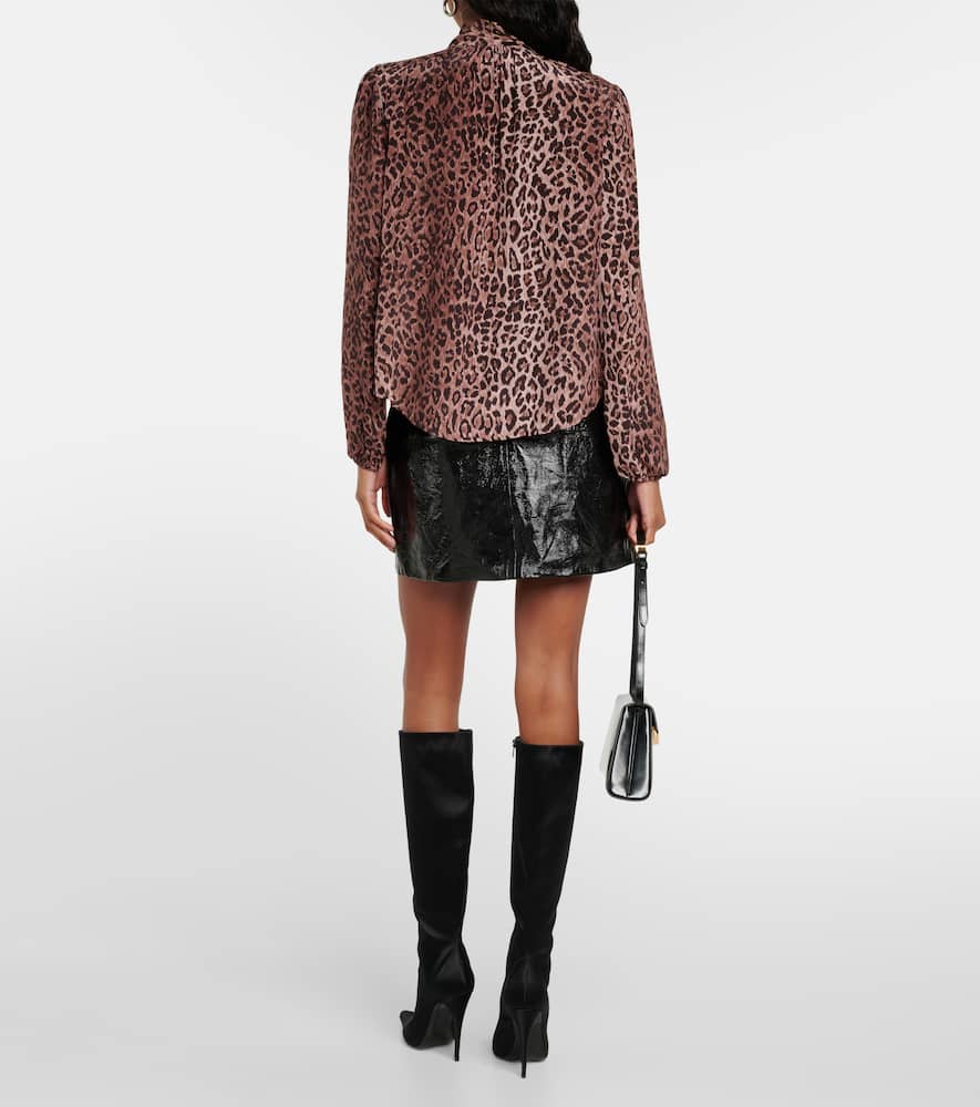 Moss leopard-print silk blouse