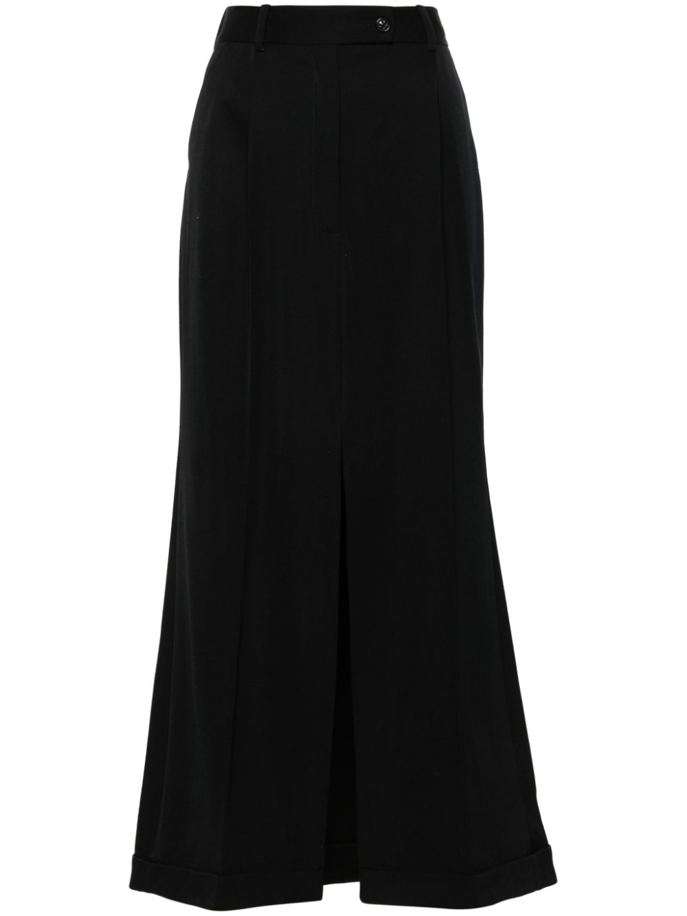 Wool maxi high-waisted skirt - Black