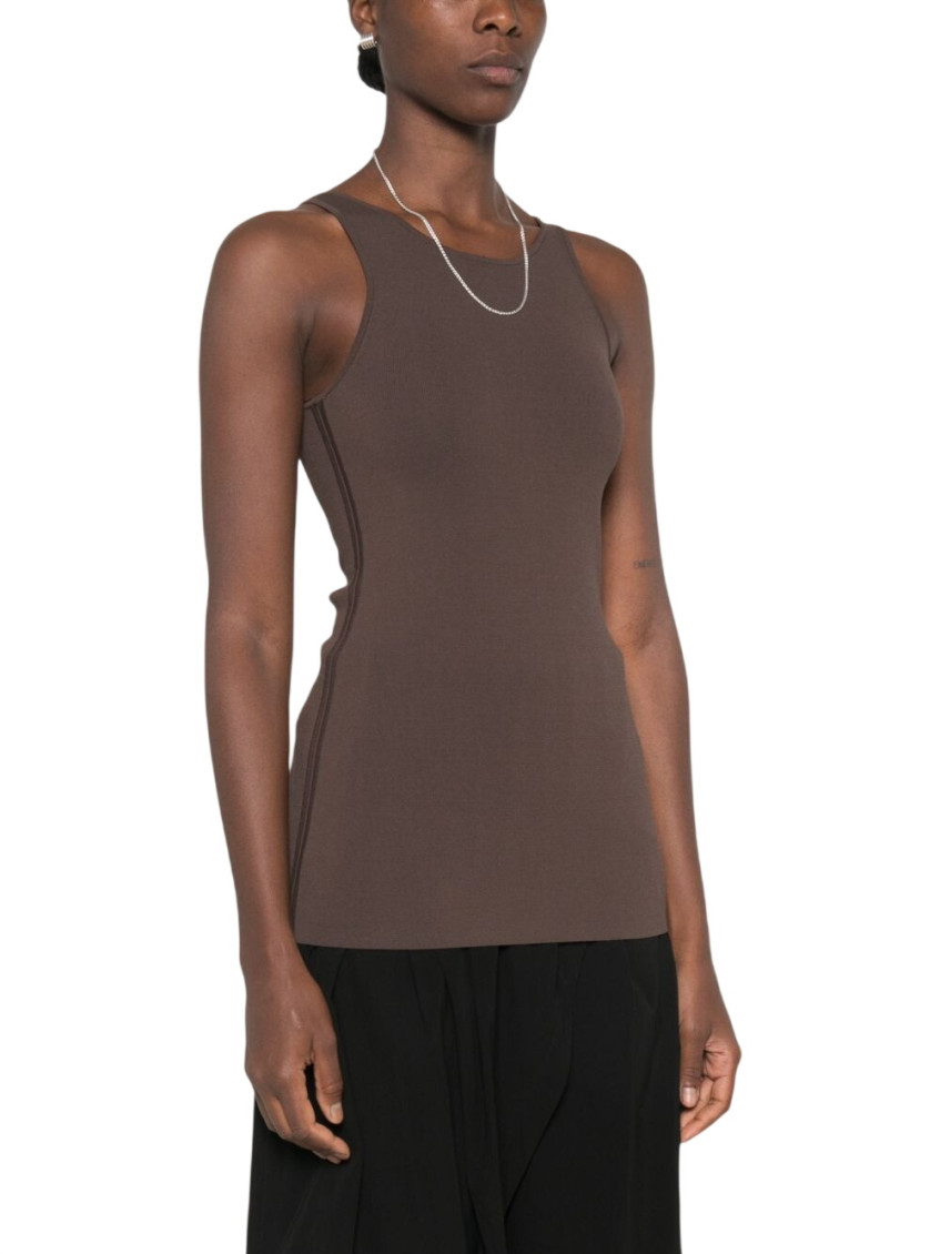 Toteme Classic Compact Knit Tank Top in Brown