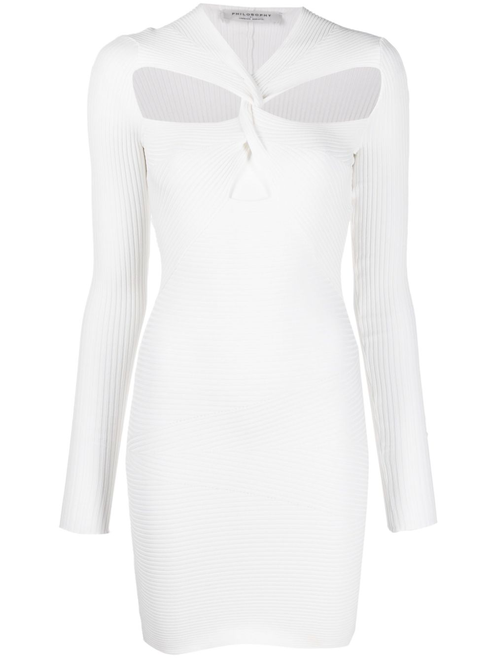 Cut-out detail ribbed mini dress - White