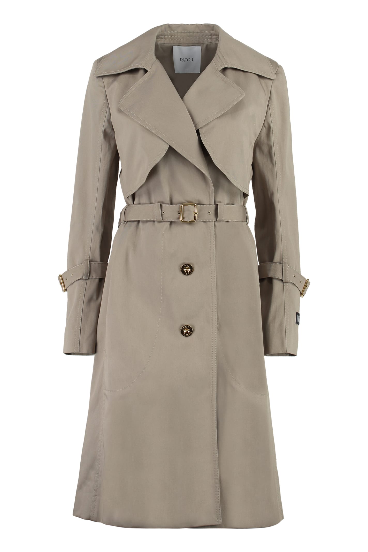 Knee-length cotton trench coat - Neutrals