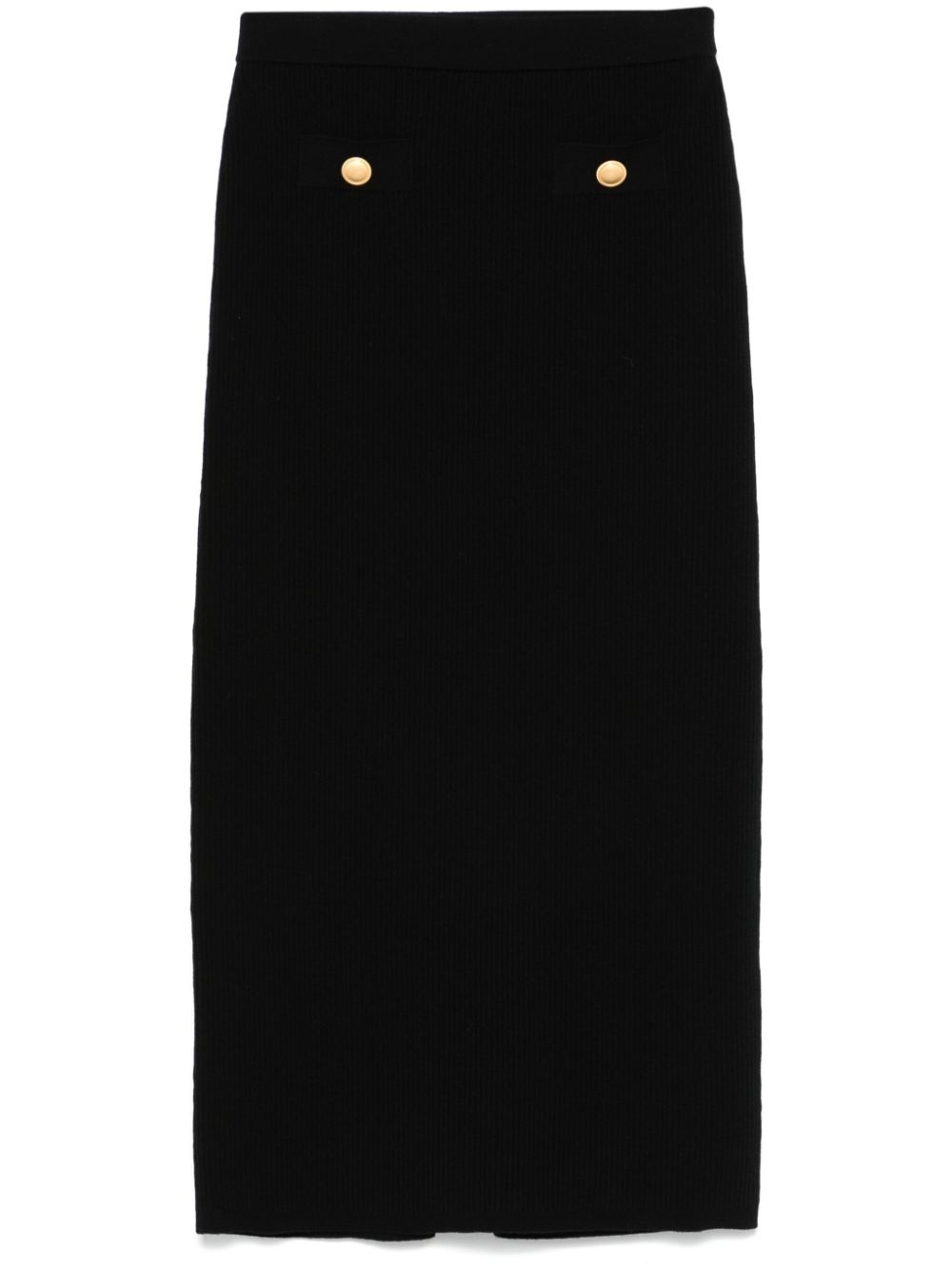 Ribbed midi skirt - Black