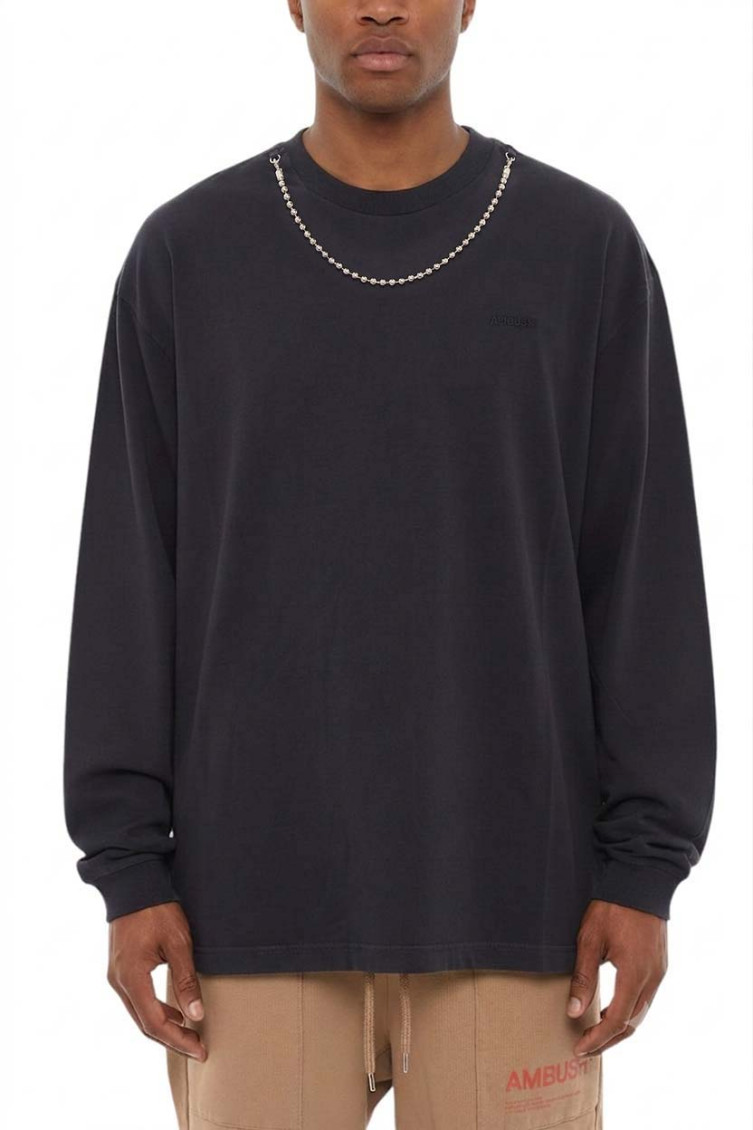 Chain-embellished cotton sweatshirt - Blue