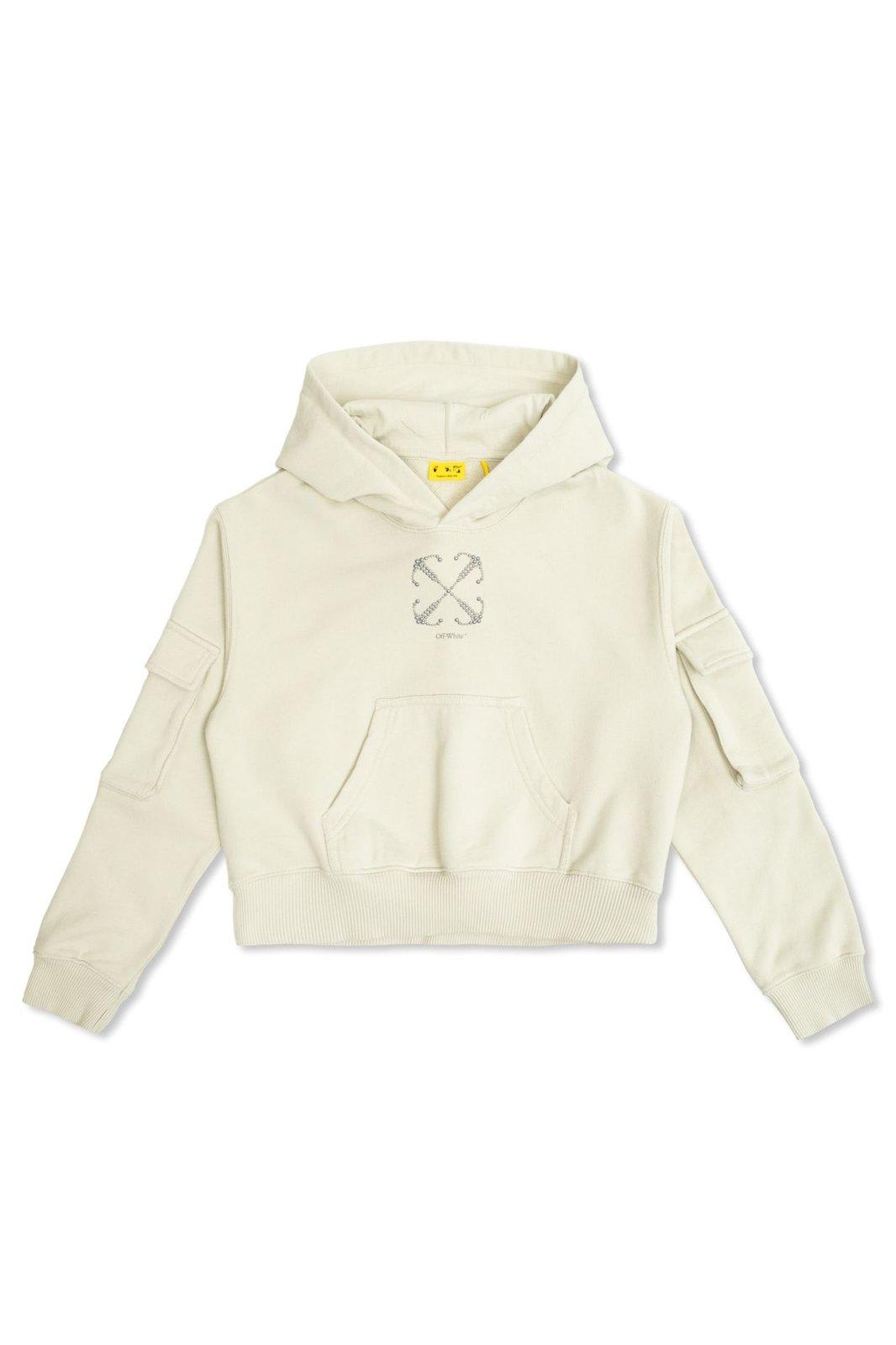 Embellished Cropped Cargo Hoodie