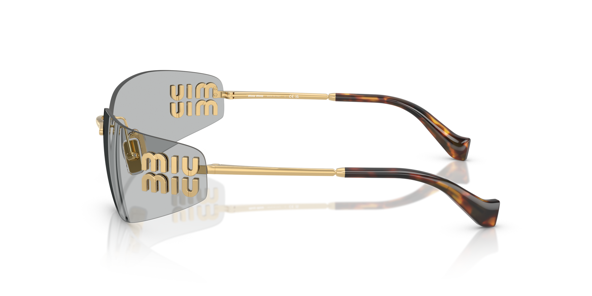 Miu Miu Woman Miu Miu MU A51S 5AK50K Sunglasses Metal Gold Grey Squared Norma