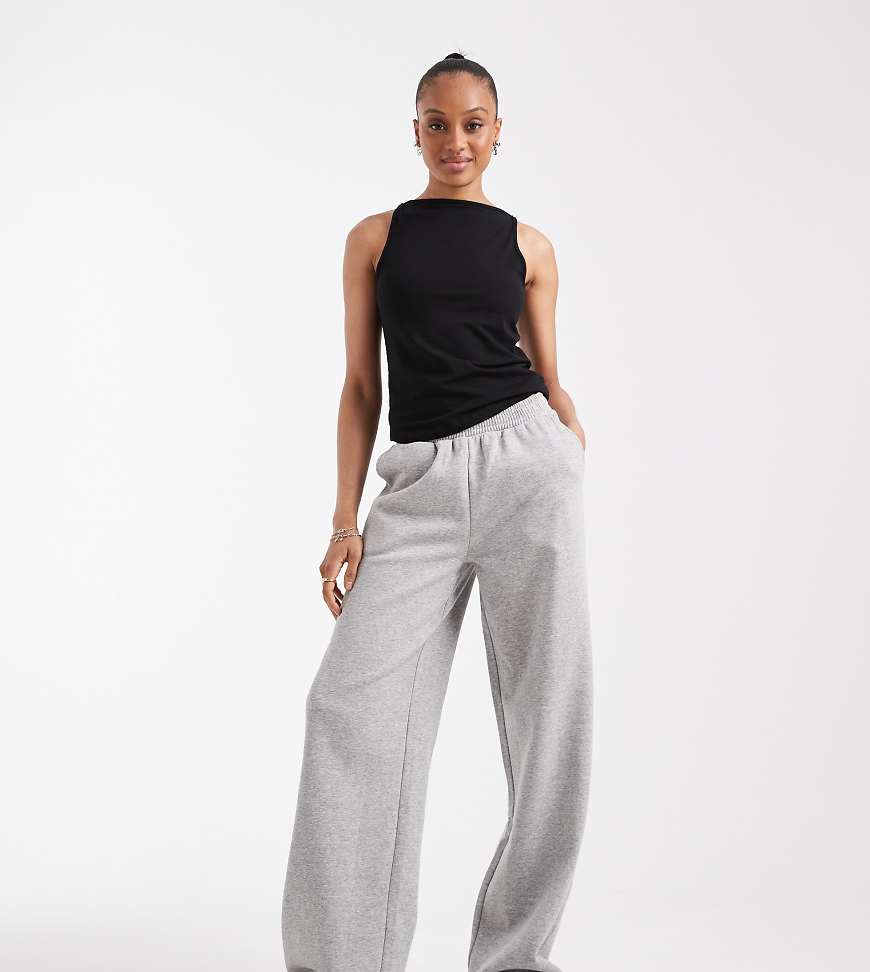 ASOS DESIGN Tall wide leg brushback jogger in grey marl