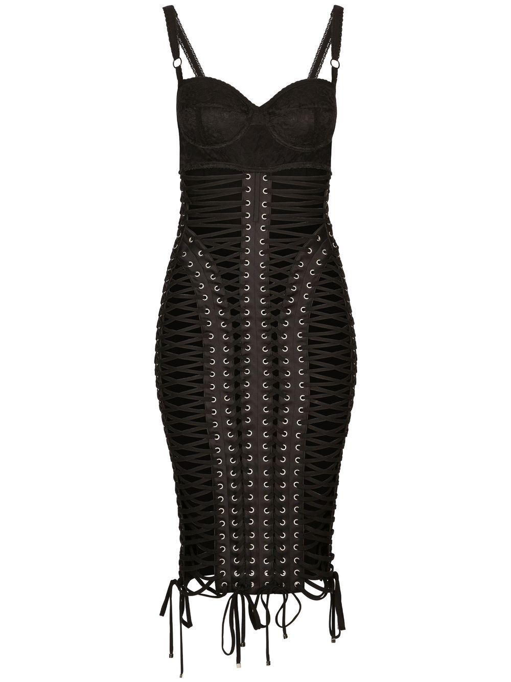 KIM DOLCE&GABBANA lace-up detailing dress - Black