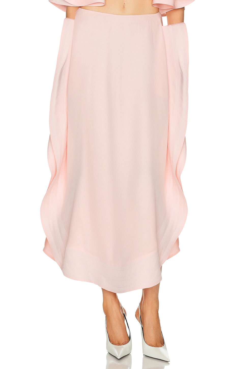 Stella McCartney Silk Frill Detail Maxi Skirt in Ballet Pink - Pink. 34 also