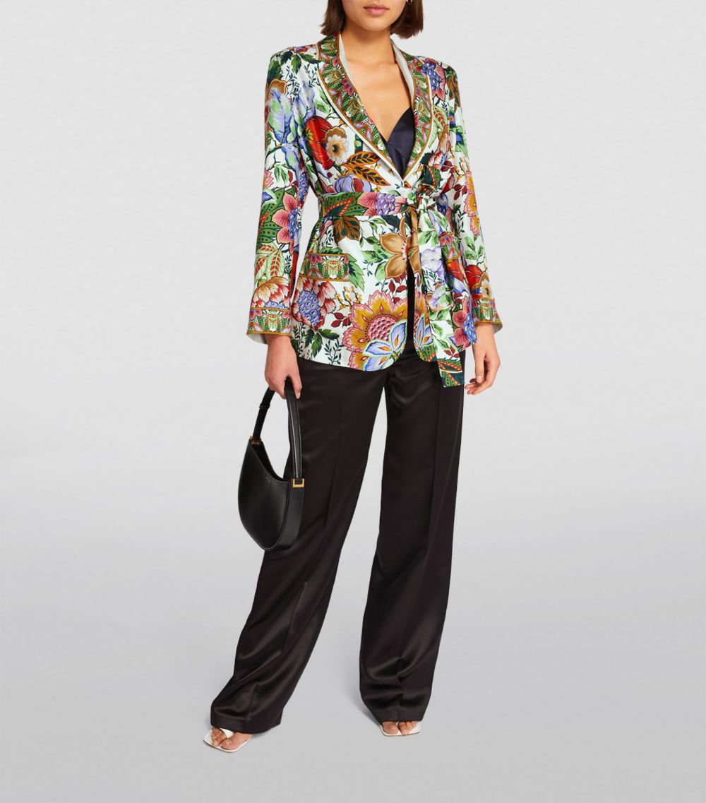 Silk Floral Tie-Waist Blazer