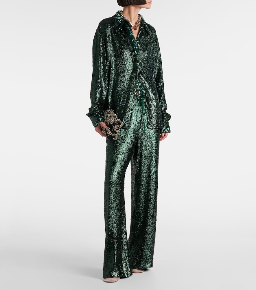 Sequined straight pants