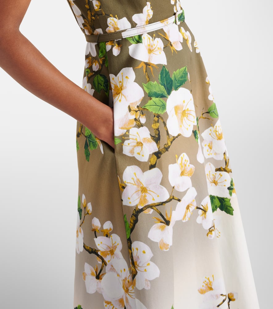 Floral ombré cotton-blend cocktail dress
