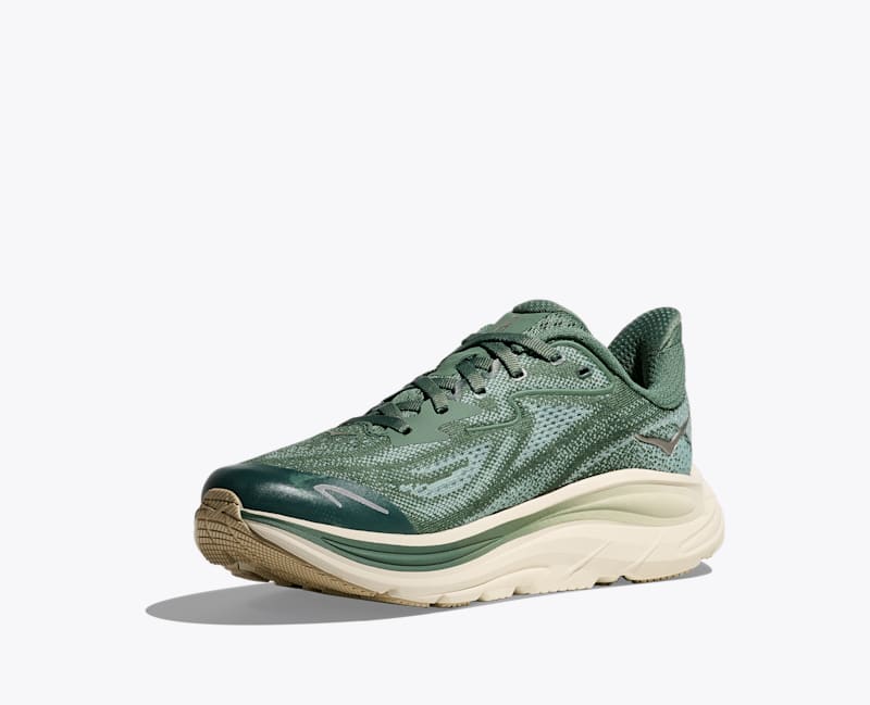 HOKA Clifton 10 Shoes in Fern/Truffle Salt